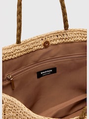 Whistles Nude Patchwork Straw Tote Bag - Image 3 of 5