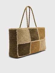 Whistles Nude Patchwork Straw Tote Bag - Image 5 of 5