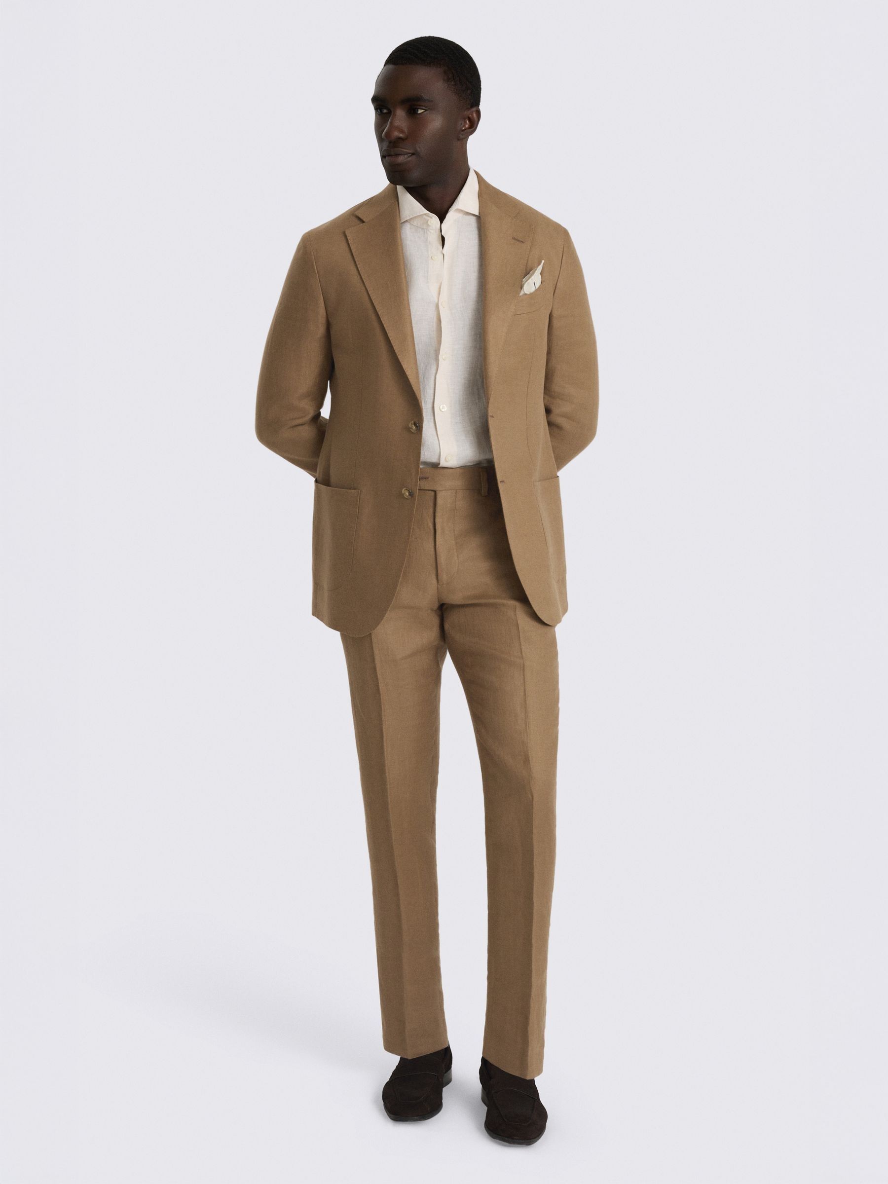 Buy MOSS Chestnut Brown Italian Tailored Fit Twill Linen Suit