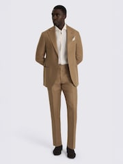 MOSS Brown Italian Tailored Fit Twill Linen Suit Jacket - Image 2 of 5