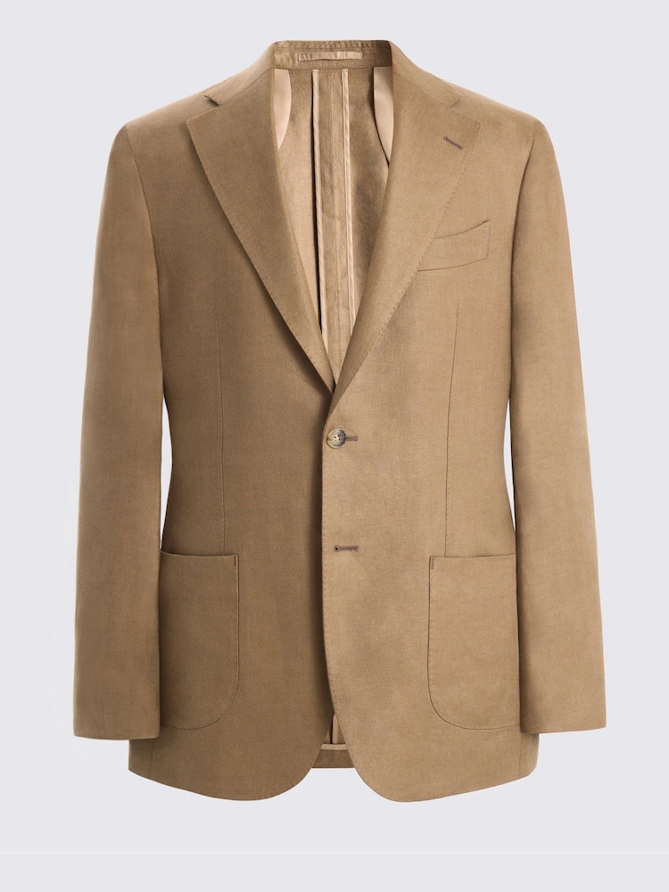 MOSS Brown Italian Tailored Fit Twill Linen Suit Jacket - Image 5 of 5