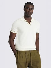 MOSS White Contrast Placket Skipper Polo Shirt - Image 1 of 4