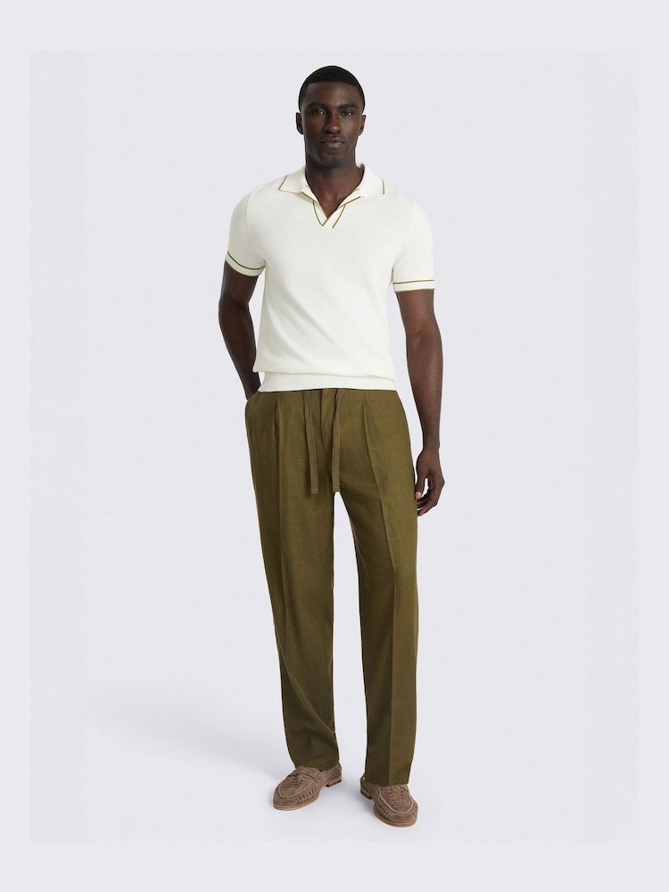 MOSS White Contrast Placket Skipper Polo Shirt - Image 2 of 4
