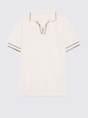 MOSS White Contrast Placket Skipper Polo Shirt - Image 4 of 4