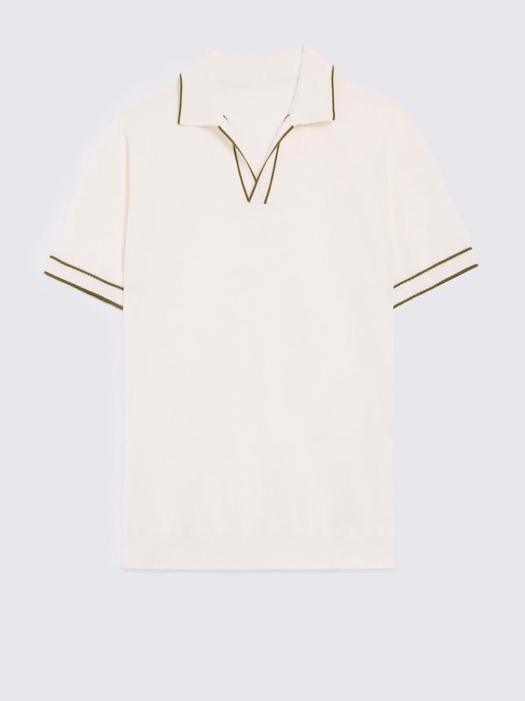 MOSS White Contrast Placket Skipper Polo Shirt - Image 4 of 4