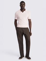MOSS Pink Linen Blend Skipper Polo Shirt - Image 2 of 4