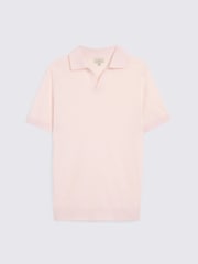 MOSS Pink Linen Blend Skipper Polo Shirt - Image 4 of 4