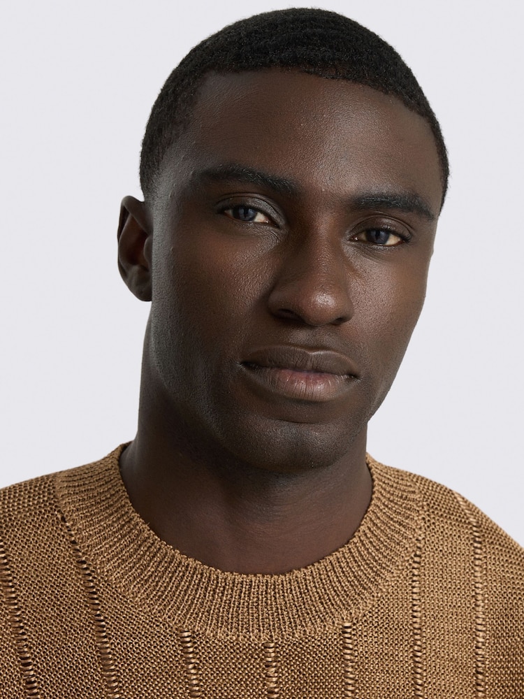 MOSS Brown Metallic Crew Neck Jumper - Image 2 of 4 MOSS Brown Metallic Crew Neck Jumper - Image 2 of 4