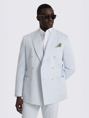 MOSS Blue Tailored Fit Cotton Suit Jacket - Image 1 of 5