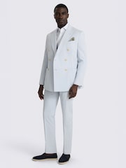 MOSS Blue Tailored Fit Cotton Suit Jacket - Image 3 of 5