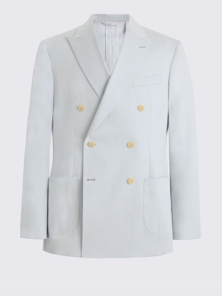MOSS Pale Blue Tailored Fit Cotton Suit Jacket - Image 7 of 7 MOSS Pale Blue Tailored Fit Cotton Suit Jacket - Image 7 of 7