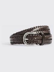 MOSS Brown Leather Woven Belt - Image 1 of 2