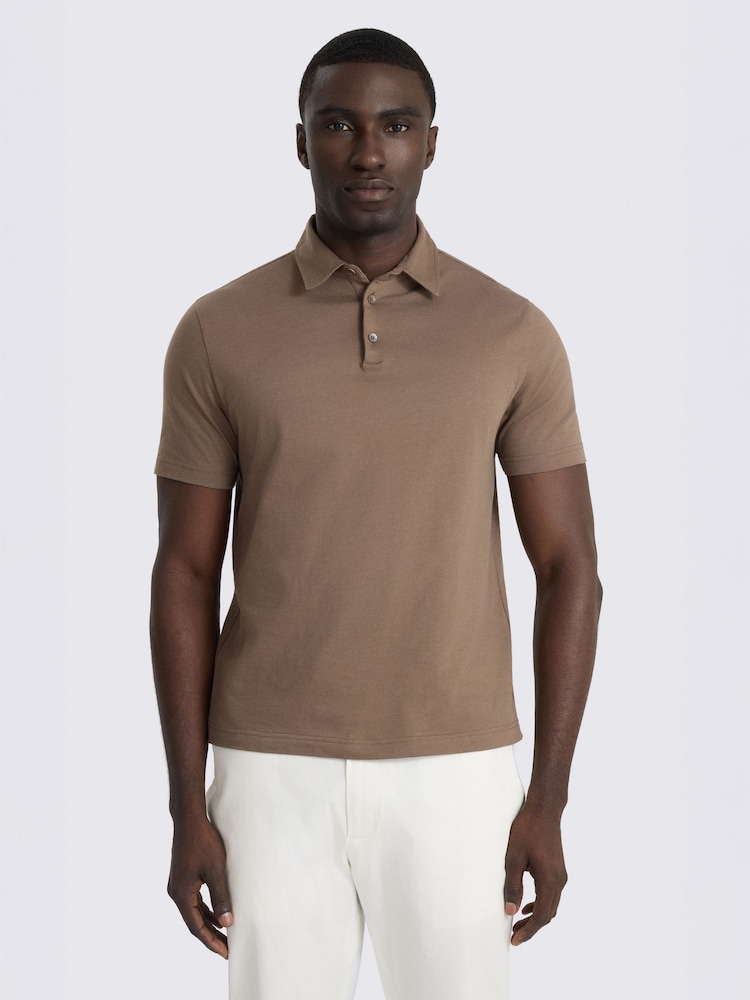 MOSS Brown Jersey Polo Shirt - Image 1 of 4