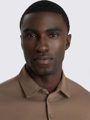 MOSS Brown Jersey Polo Shirt - Image 3 of 4