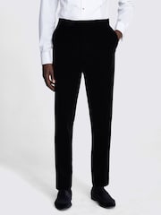 MOSS Black Slim Fit Velvet Suit Trousers - Image 1 of 3