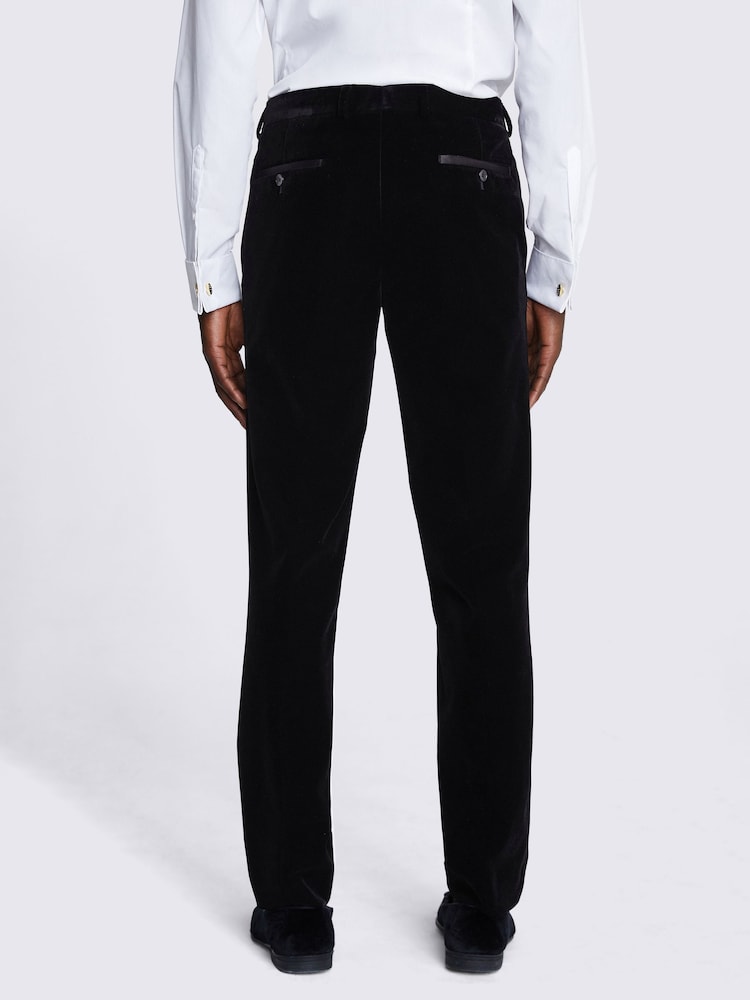 MOSS Black Slim Fit Velvet Suit Trousers - Image 2 of 3 MOSS Black Slim Fit Velvet Suit Trousers - Image 2 of 3
