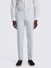 MOSS Blue Tailored Fit Cotton Suit Trousers - Image 1 of 3