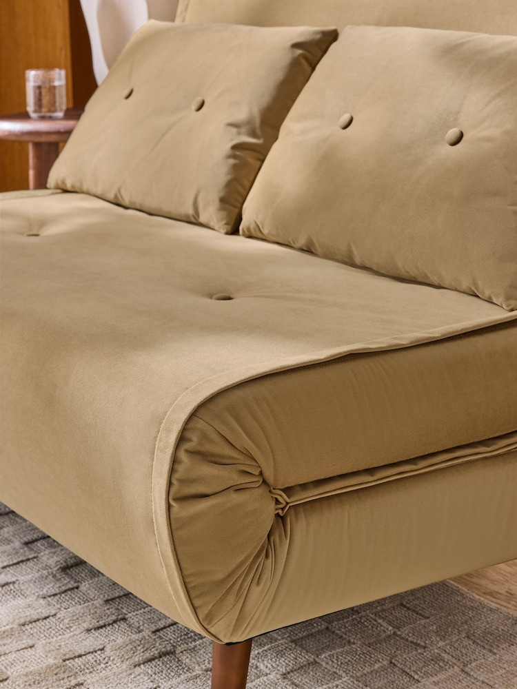 MADE.COM Caramel Natural Velvet Haru 2 Seater Sofa Bed - Image 2 of 6 MADE.COM Caramel Natural Velvet Haru 2 Seater Sofa Bed - Image 2 of 6