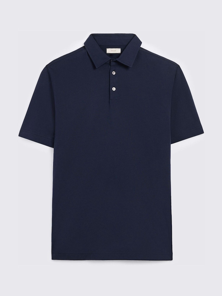 MOSS Blue Jersey Polo Shirt - Image 4 of 4