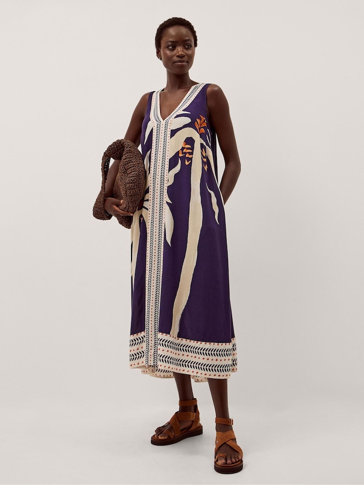 Monsoon Blue Paloma Sleeveless Midi Dress - Image 1 of 4