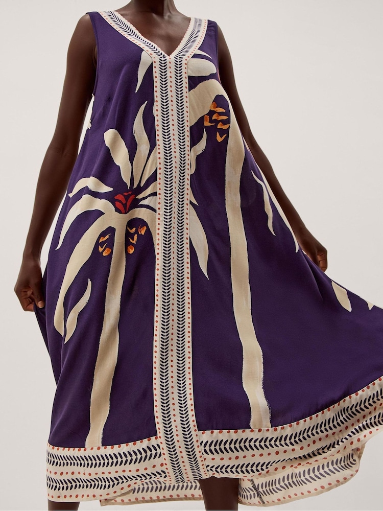 Monsoon Blue Paloma Sleeveless Midi Dress - Image 2 of 4