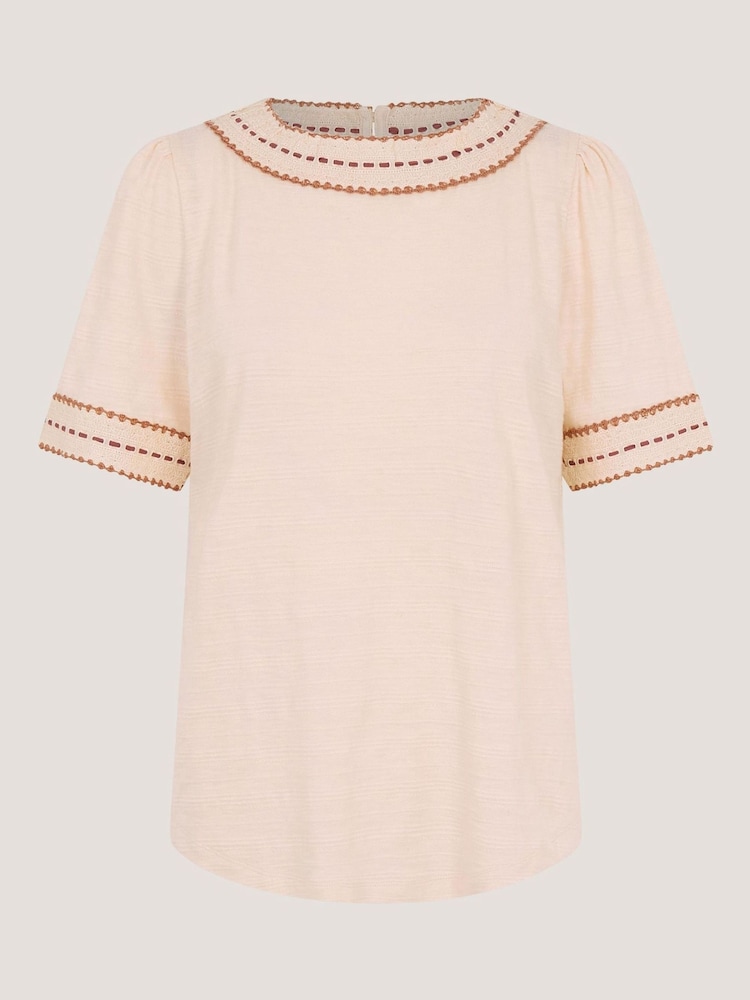 Monsoon Cream Tina Trim Jersey T-Shirt - Image 4 of 4 Monsoon Cream Tina Trim Jersey T-Shirt - Image 4 of 4