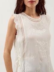 Monsoon White Taylor Sleeveless Embroidered Lace Top - Image 2 of 4