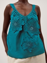 Monsoon Blue Rosalie Sleeveless Floral Embellished Top - Image 2 of 4