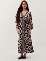 Monsoon Blue Ellison V-Neck Floral Print Midi Dress - Image 2 of 4