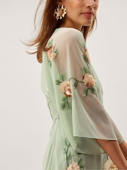 Monsoon Clara Floral Embellished Midi Wrap Dress - Imaginea 4 din 5