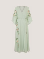 Monsoon Clara Floral Embellished Midi Wrap Dress - Imaginea 5 din 5