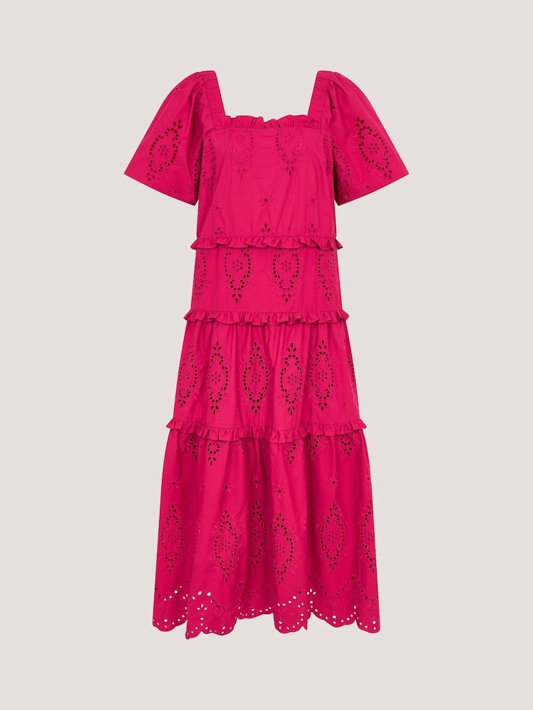 Monsoon Pink Brooke Cutwork Midi Dress - Image 4 of 4