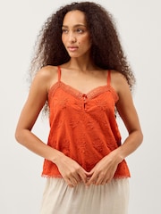 Monsoon Orange Rosie Embroidered Cami Top - Image 1 of 5