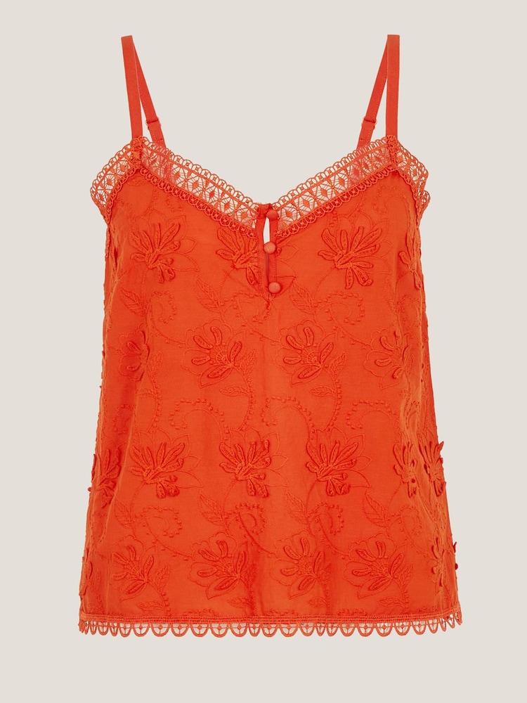 Monsoon Orange Rosie Embroidered Cami Top - Image 5 of 5 Monsoon Orange Rosie Embroidered Cami Top - Image 5 of 5