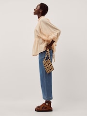 Monsoon Orange Jemima Embroidered Gingham Blouse - Image 1 of 4