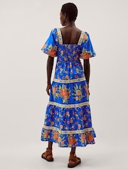 Monsoon Blue Mona Puff Sleeve Floral Midi Dress - Image 3 of 4