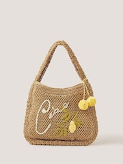Monsoon Natural Ada Embroidered Woven Shoulder Bag - Image 1 of 2