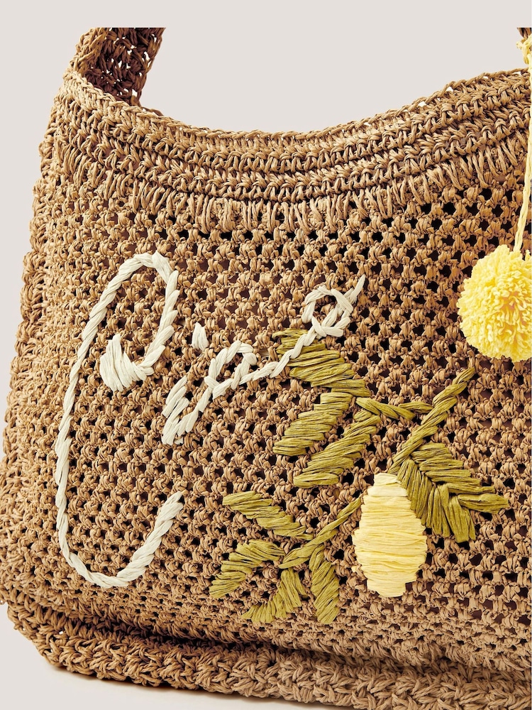 Monsoon Natural Ada Embroidered Woven Shoulder Bag - Image 3 of 3 Monsoon Natural Ada Embroidered Woven Shoulder Bag - Image 3 of 3