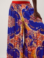 Monsoon Blue Padma Printed Palazzo Trousers - Image 4 of 5