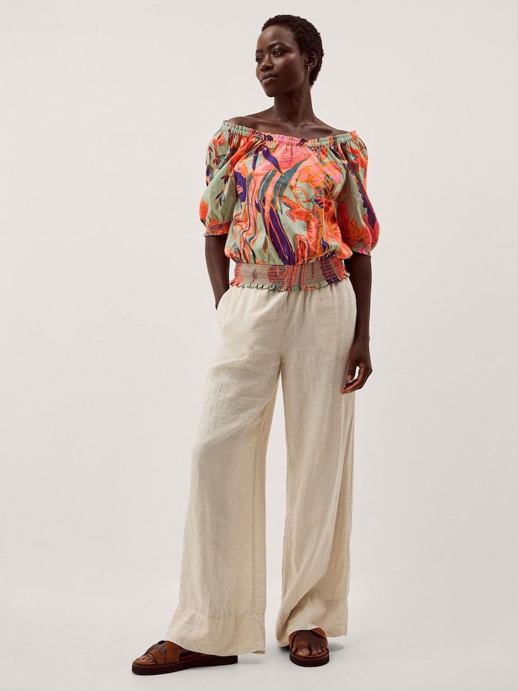 Monsoon Green Carmen Bardot Floral Print Blouse - Image 2 of 4