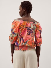 Monsoon Green Carmen Bardot Floral Print Blouse - Image 3 of 4