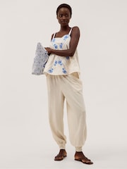 Monsoon Natural Reese Shirred Balloon Trousers - Image 1 of 4