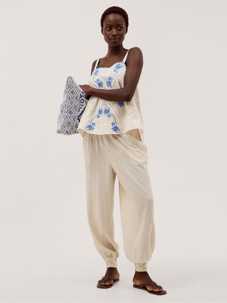 Monsoon Natural Reese Shirred Balloon Trousers - Image 1 of 4