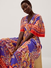 Monsoon Blue Padma Printed Midi Dress - Image 1 of 4