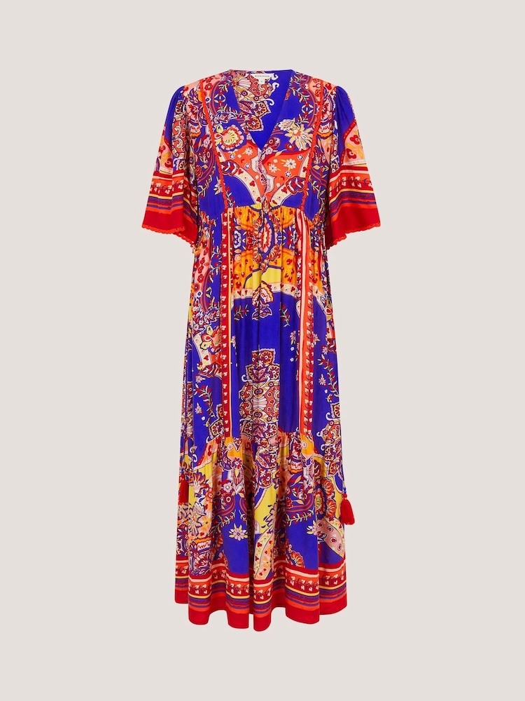 Monsoon Blue Padma Printed Midi Dress - Image 4 of 4