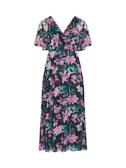 Yours Curve Pink/Blue London Mesh Wrap Maxi Dress - Image 5 of 5