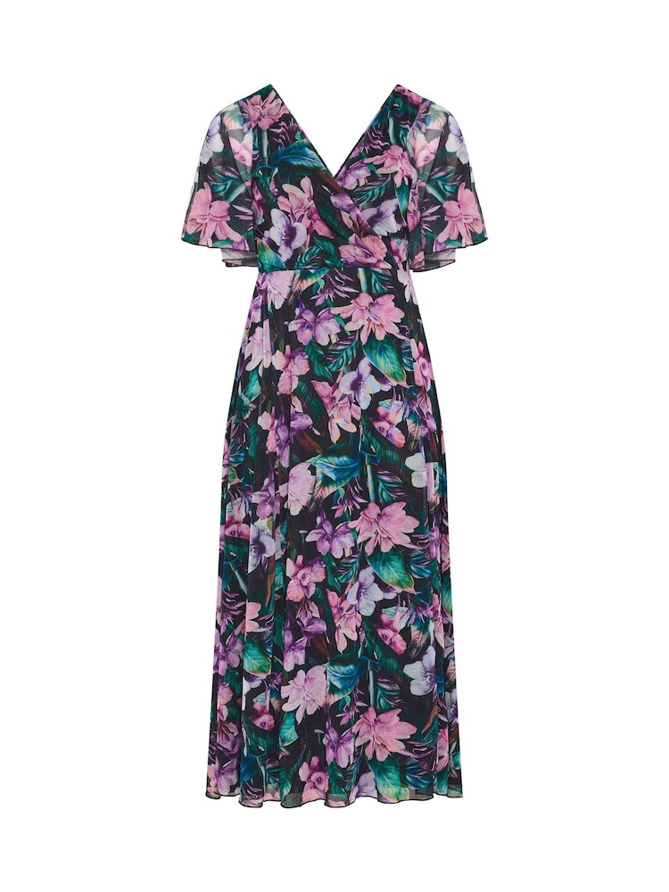 Yours Curve Pink/Blue London Mesh Wrap Maxi Dress - Image 5 of 5 Yours Curve Pink/Blue London Mesh Wrap Maxi Dress - Image 5 of 5