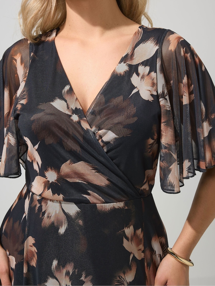 brown mesh wrap dress Yours London Women's Plus Size Chocolate Brown Floral Mesh Maxi Dress Size 12