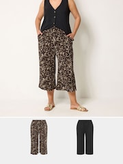 Yours Curve Black 2 Pack Jersey Culottes - Image 1 of 8
