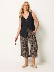 Yours Curve Black 2 Pack Jersey Culottes - Image 3 of 8